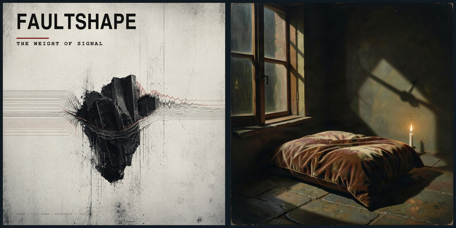 Zwei Albumfassungen: The Weight of Signal und Unplugged. Vorhandene KI-erstellte Cover.